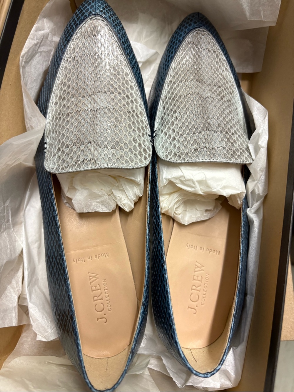 J. Crew Collection Snakeskin Loafers. Size 9. New.